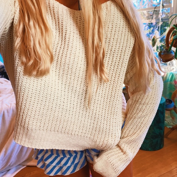 Cozy Light Chenille Cream Woven Sweater β¨ - Picture 5 of 6